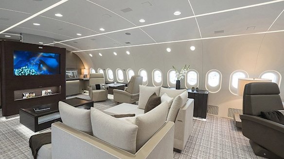 On board the private Boeing Dreamliner, the BBJ 787 VVIP.