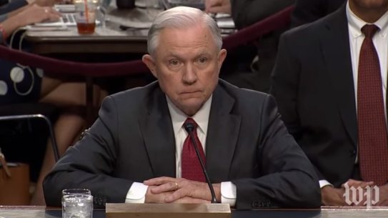 Jeff Sessions appearing before the Senate committee on Tuesday.