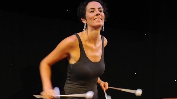 Orchestral percussionist Claire Edwardes explored complex resonances on cow bells and steel drum.