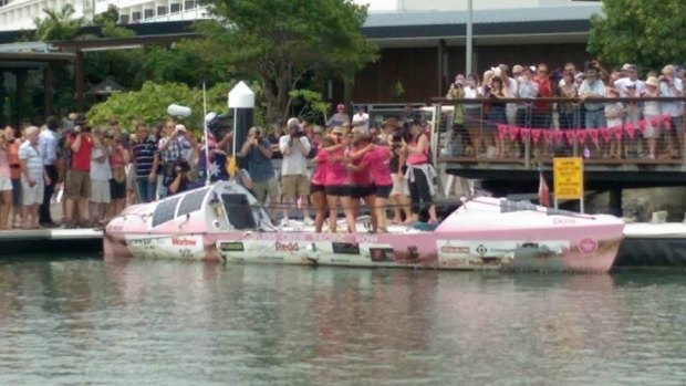 The Coxless Crew arrives in Cairns after a 257-day crossing of the Pacific in their row boat. 