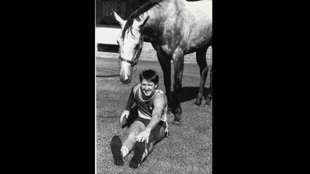 Training partners: South Sydney halfback Chris Coleman with champion horse Lets Get Physical in 1985.