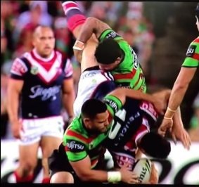The Issac Luke tackle on Sonny Bill Williams that resulted in the South Sydney hooker missing out on the grand final.