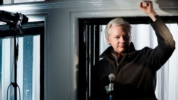 Julian Assange speaking from the Ecuadorian embassy in London in 2012. The WikiLeaks founder has been in the embassy for two years. 