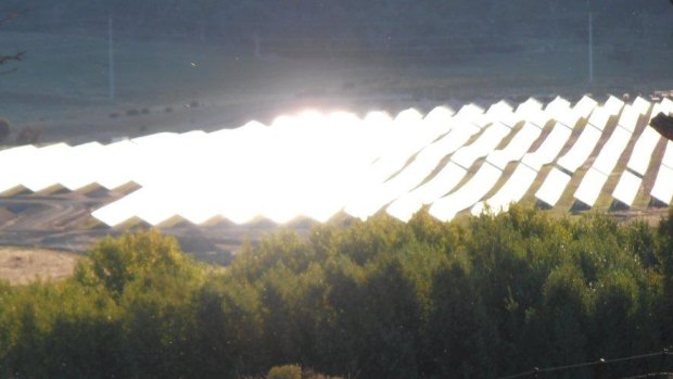 The Royalla solar farm
as seen from Jennifer Howlett's property, across the Monaro Highway, in March 2014. 