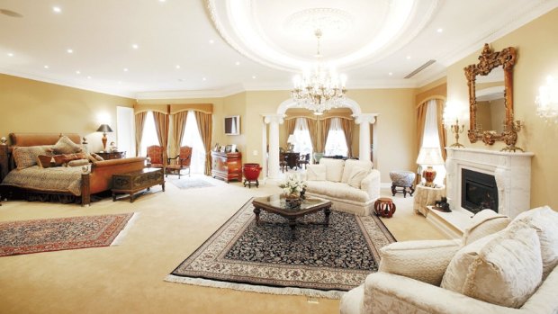 The master bedroom of Mr Abercrombie's Toorak home. 