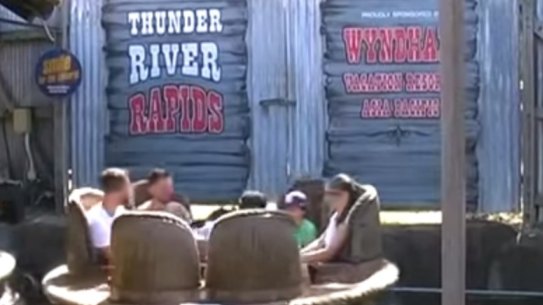 A clip from a 2013 video of the Thunder River Rapids ride at Dreamworld.