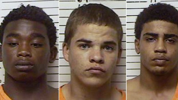 From left, James Francis  Edwards Jr., 15, Michael Dewayne  Jones, 17, and Chancey Allen Luna, 16, all of Duncan, Okla. The three teenagers have been charged in connection with the killing of 22-year-old Australian collegiate baseball player Christopher Lane, 22. 