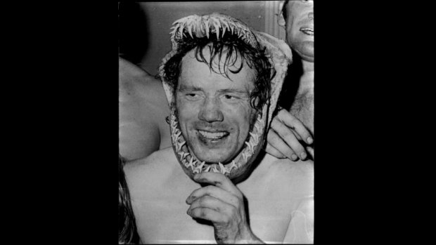 Jaws: Tommy Bishop on the eve of the 1973 grand final against Manly.