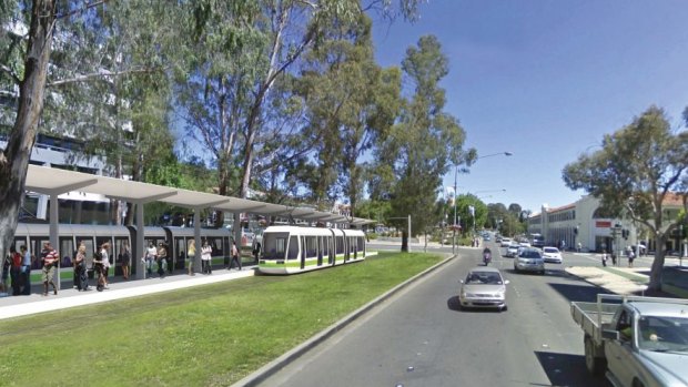 An artist's impression of the city interchange for the proposed Canberra tram.