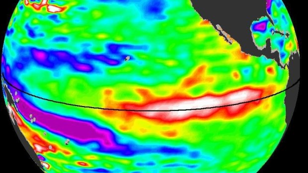 The most recent El Nino in 2009-10, with its characteristically warm sea-surface temperature anomalies in the central and eastern Pacific.