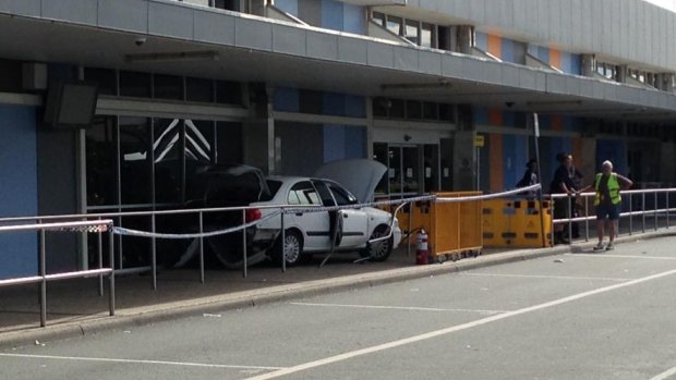 A stolen car was crashed at Gold Coast Airport on Saturday.
