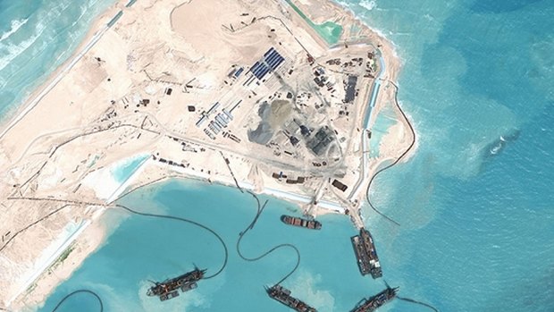 Chinese development at Fiery Cross Reef  in the South China Sea.