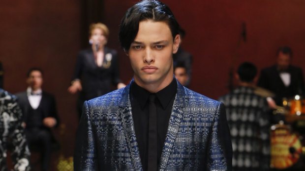 Mattia Harnacke walks in for Italian label Dolce & Gabbana in Milan, the latest feather in his modelling cap.