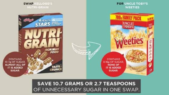 Kellogg's Nutri-Grain cereal may have four health stars, but it's loaded with added sugars.