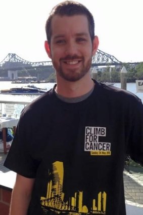 Senior Constable Andrew Edgecomb at the completion of last year's Climb for Cancer.