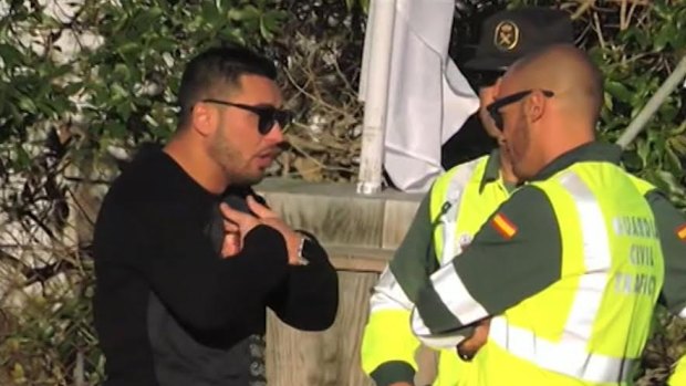 Salim Mehajer speaking to Spanish police on the island of Ibiza.