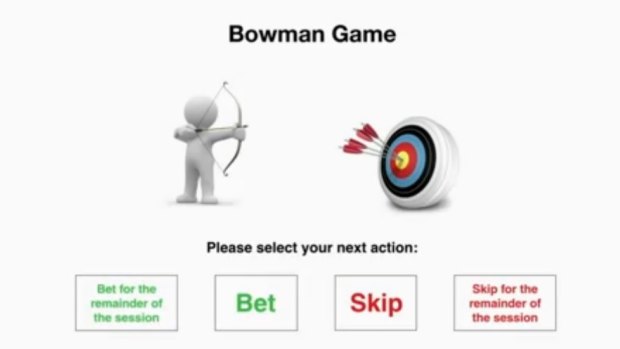 The game Bowman revealed 40 per cent of players where not averse to high risks.  