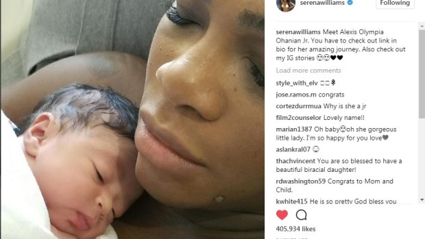 Serena Williams posted this image of her new daughter Alexis.