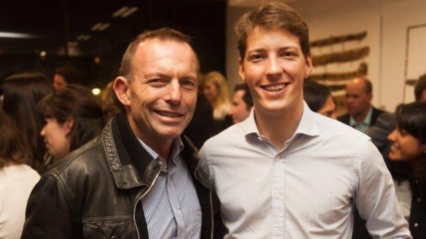 NSW Young Liberal president Alex Dore with Tony Abbott.