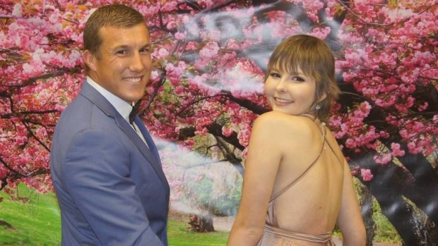 Hannah Rye at her year 10 formal in July, with NRL player Trent Hodkinson.