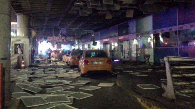 An entrance of the Ataturk Airport in Istanbul after the deadly explosions.