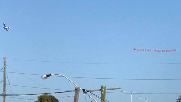 An eagle-eyed WAtoday reader spotted the airborne proposal from a nearby service station.