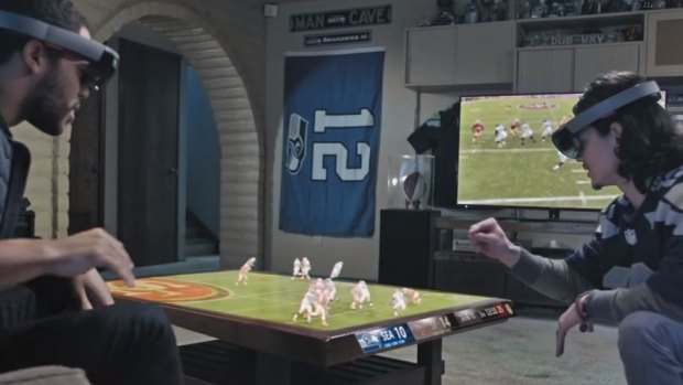 Putting the game at the centre: An interactive holographic projection takes over the coffee table.