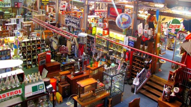 Inside the How Bazaar antique store in Geelong, which was burgled on Thursday.