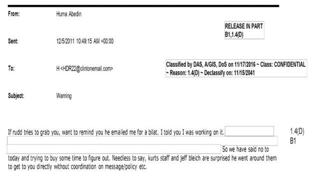 Huma Abedin's email to Hillary Clinton date December 5, 2011.