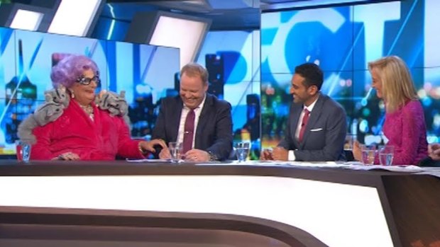 Hello possums ... Dame Edna roasts 'pinko' Waleed Aly on The Project