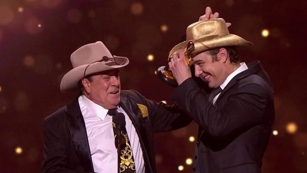 Molly Meldrum with this year's Gold Logie winner Samuel Johnson in April.