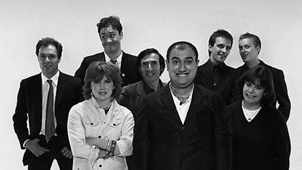From left, Peter Richardson, Nigel Planner, Jennifer Saunders, Arnold Brown, Alexei Sayle, Rik Mayall, Ade Edmonson and Dawn French in the Comic Strip era.