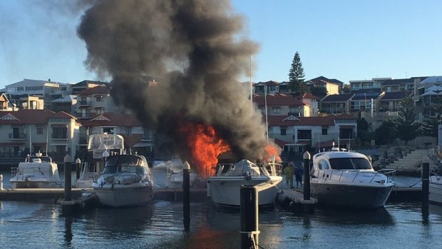A boat has burst into flames at Mindarie Marina.