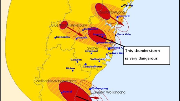 Severe thunderstorms over Bowral at 4.10pm on Saturday.