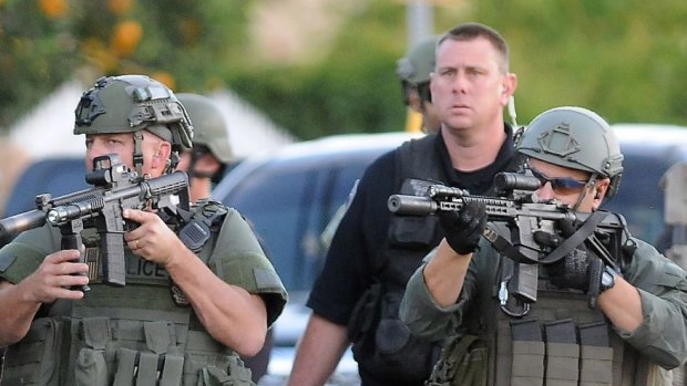 Authorities search for a gunman at an incident in the US in late 2015. 