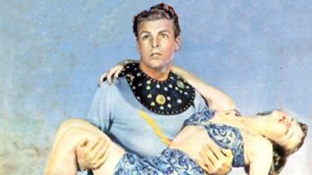 Buster Crabbe as Flash Gordon in the film <i>Flash Gordon Goes to Mars!</i>