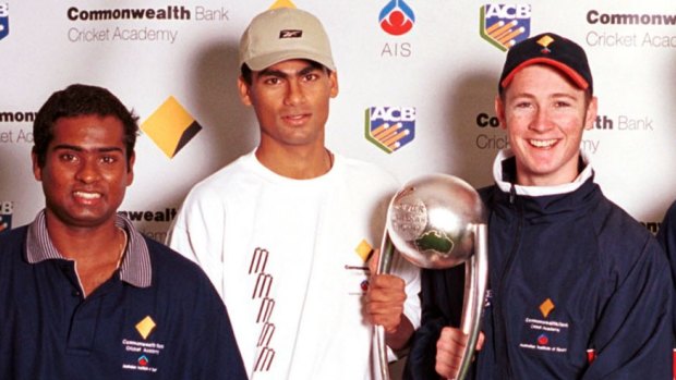 Adelaide product: Michael Clarke (right), pictured during his time as Australian under-19 captain in 2000.