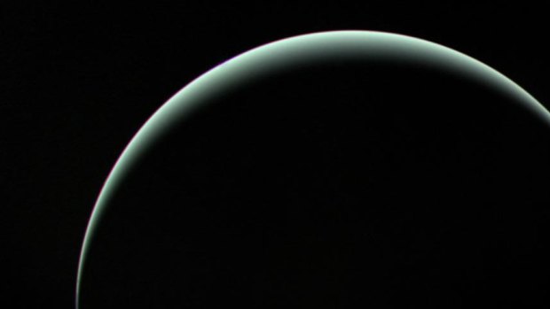 Voyager 2 captured this stunning parting shot of Uranus as it headed off towards its next destination, Neptune.