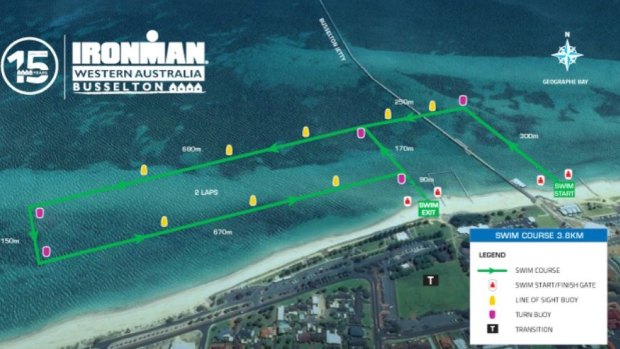 The new swim leg of the course.