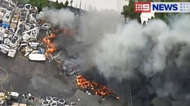 An aerial view of the fire at Thomastown.