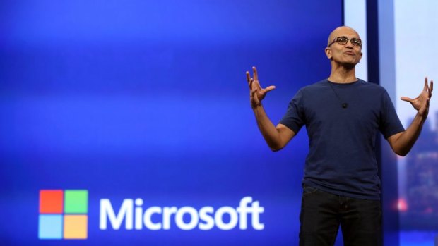 REBOOT: Microsoft CEO Satya Nadella delivers the keynote address at Build earlier this year.
