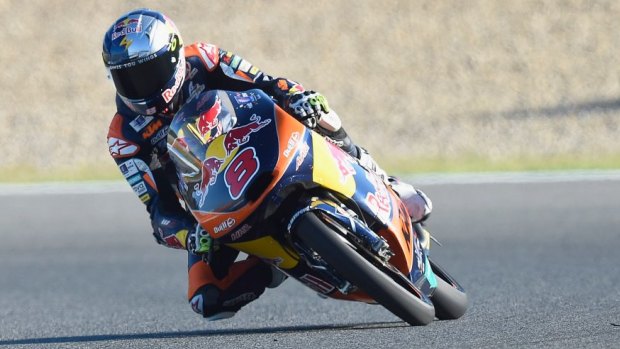 Pole position: Australia's Jack Miller will start from pole for the Moto3 in Spain.
