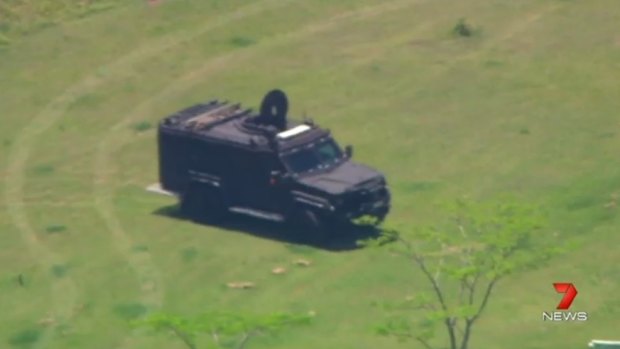 A police vehicle known as "The Bearcat" was called in during the siege near Esk.