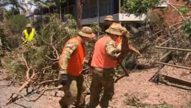 Australian Defence Force personnel help clean-up in Yeppoon after Cyclone Marcia.