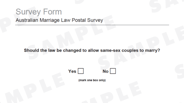 The same-sex marriage postal form.