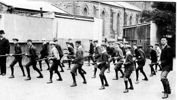 Pulteney Grammar School, South Australia, cadet unit training, circa 1911. 