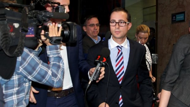 Troy Palmer leaves ICAC after giving evidence.