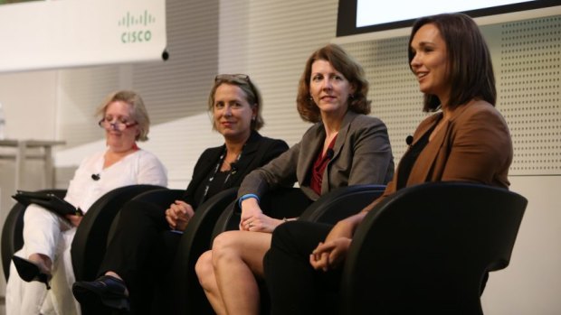 Form left, social commentator and broadcaster Jane Caro, Sense-T founder Ros Harvey, Cisco's Janet Ramey and Telcos Together founder Renee Bowker.