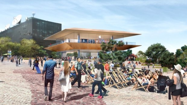 An artist's impression of the new Apple flagship store to be built at Federation Square in Melbourne. 