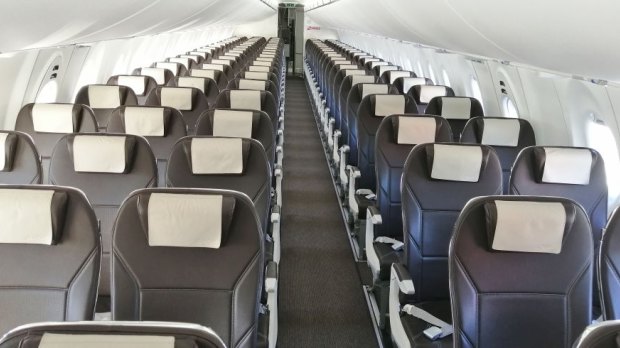 A nearly empty Swiss Air flight from Hamburg, Germany to Zurich, Switzerland.